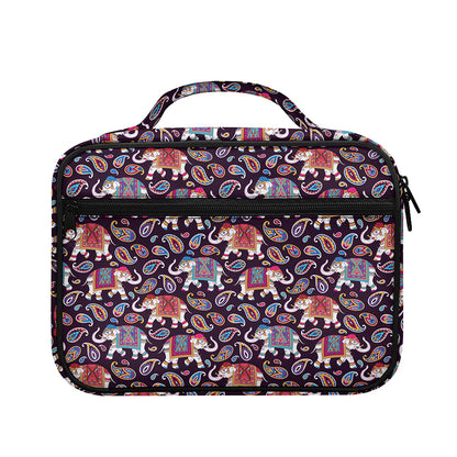 Vintage Indian Elephant Pattern Print Briefcase Bible Bag