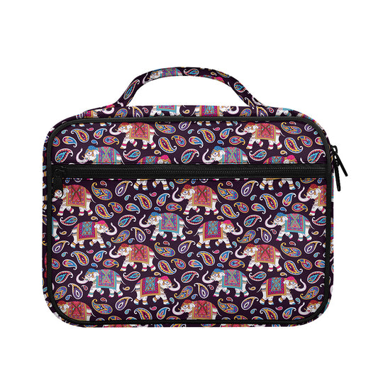 Vintage Indian Elephant Pattern Print Briefcase Bible Bag