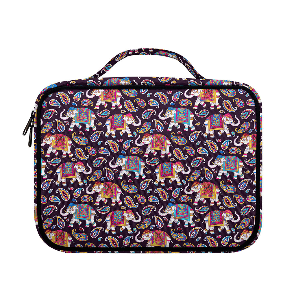 Vintage Indian Elephant Pattern Print Briefcase Bible Bag