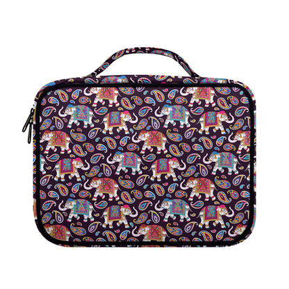 Vintage Indian Elephant Pattern Print Briefcase Bible Bag