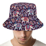 Vintage Indian Elephant Pattern Print Bucket Hat