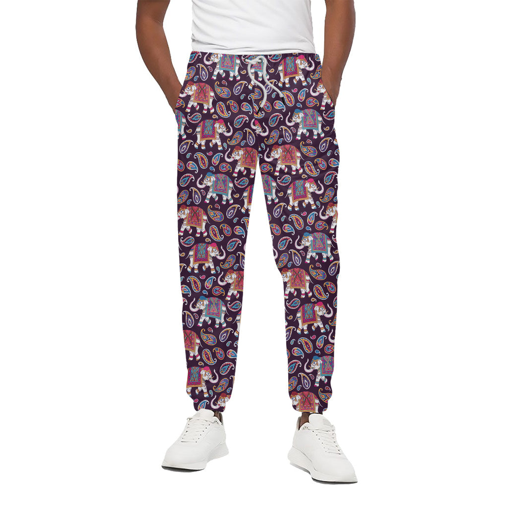 Vintage Indian Elephant Pattern Print Cotton Pants