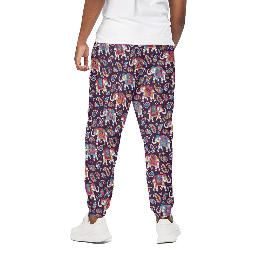 Vintage Indian Elephant Pattern Print Cotton Pants