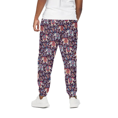 Vintage Indian Elephant Pattern Print Cotton Pants
