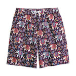 Vintage Indian Elephant Pattern Print Cotton Shorts