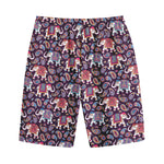 Vintage Indian Elephant Pattern Print Cotton Shorts
