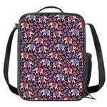 Vintage Indian Elephant Pattern Print Crossbody Lunch Bag