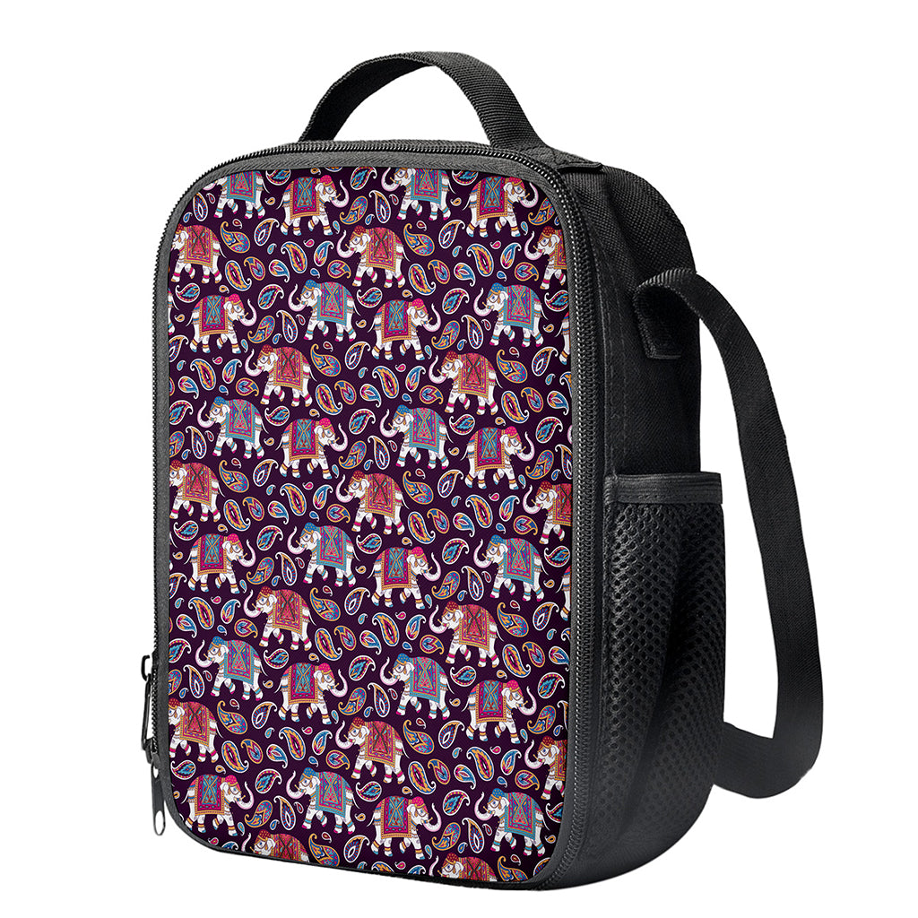Vintage Indian Elephant Pattern Print Crossbody Lunch Bag