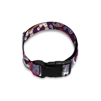 Vintage Indian Elephant Pattern Print Dog Collar