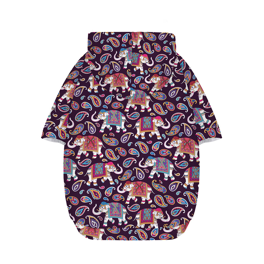 Vintage Indian Elephant Pattern Print Dog Zip Up Hoodie