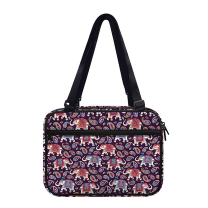 Vintage Indian Elephant Pattern Print Double Strap Bible Bag