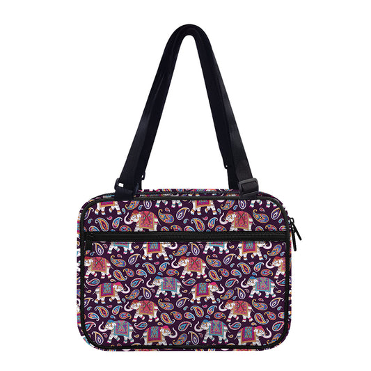 Vintage Indian Elephant Pattern Print Double Strap Bible Bag