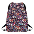 Vintage Indian Elephant Pattern Print Drawstring Backpack