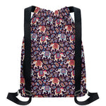 Vintage Indian Elephant Pattern Print Drawstring Backpack