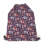 Vintage Indian Elephant Pattern Print Drawstring Bag