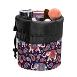 Vintage Indian Elephant Pattern Print Drawstring Makeup Bag