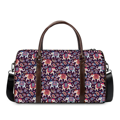 Vintage Indian Elephant Pattern Print Duffle Bag