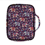 Vintage Indian Elephant Pattern Print Front Pocket Bible Bag