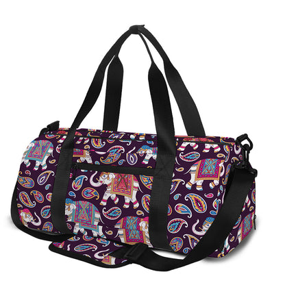 Vintage Indian Elephant Pattern Print Gym Bag