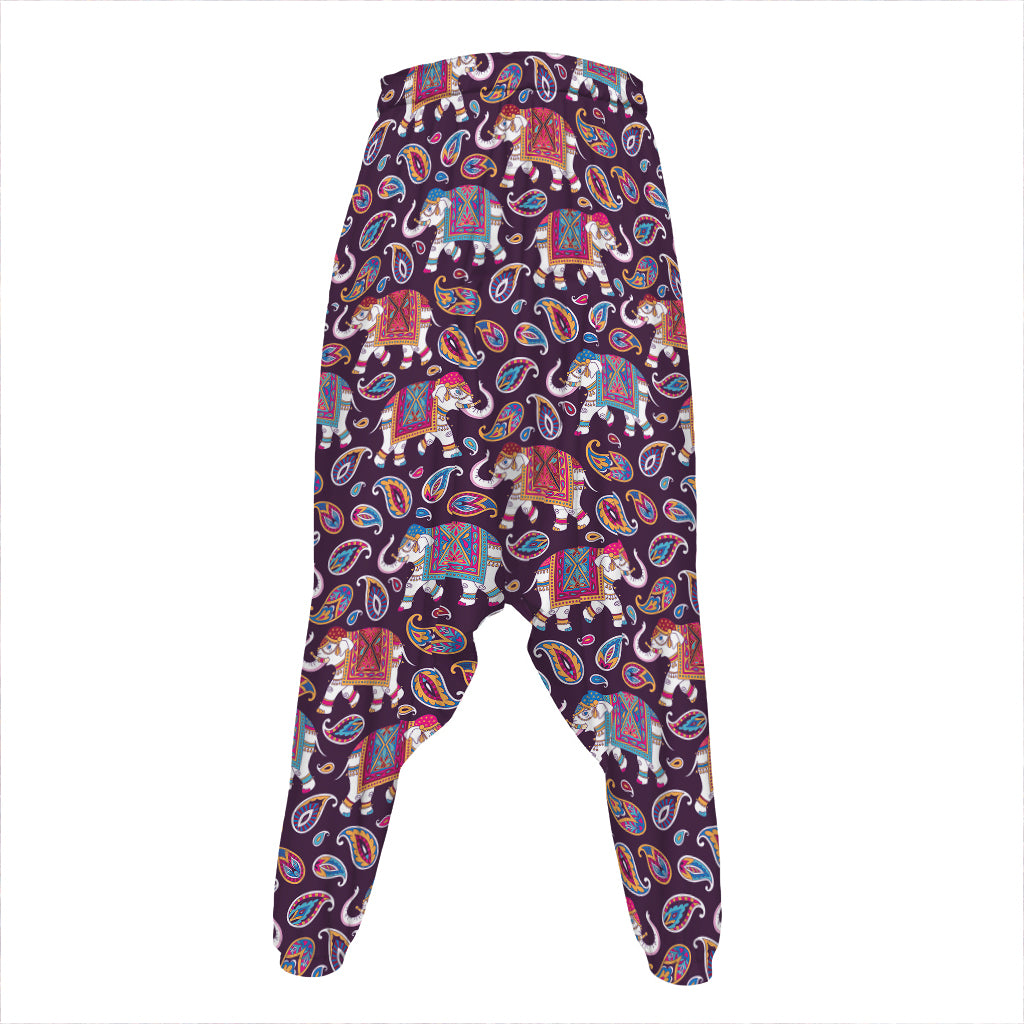 Vintage Indian Elephant Pattern Print Hammer Pants