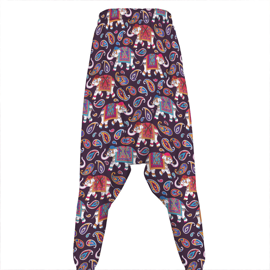 Vintage Indian Elephant Pattern Print Hammer Pants