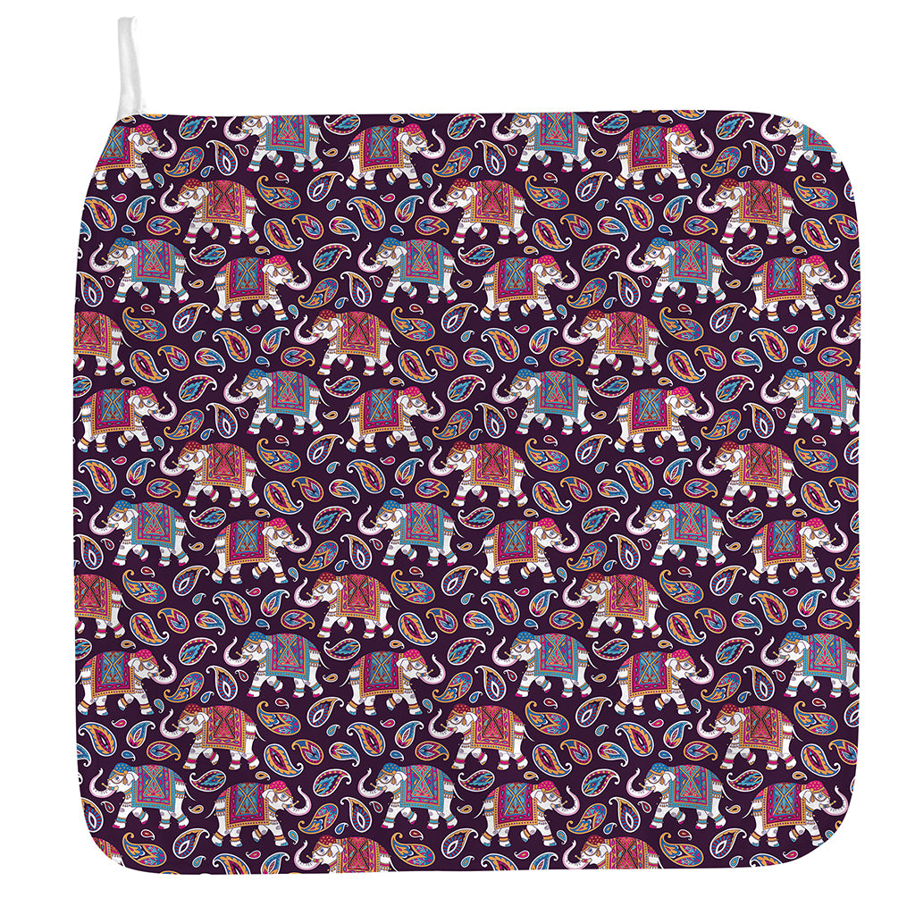 Vintage Indian Elephant Pattern Print Hand Towel