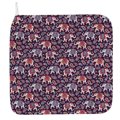 Vintage Indian Elephant Pattern Print Hand Towel