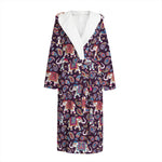 Vintage Indian Elephant Pattern Print Hooded Bathrobe