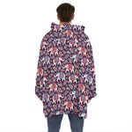 Vintage Indian Elephant Pattern Print Hoodie Blanket