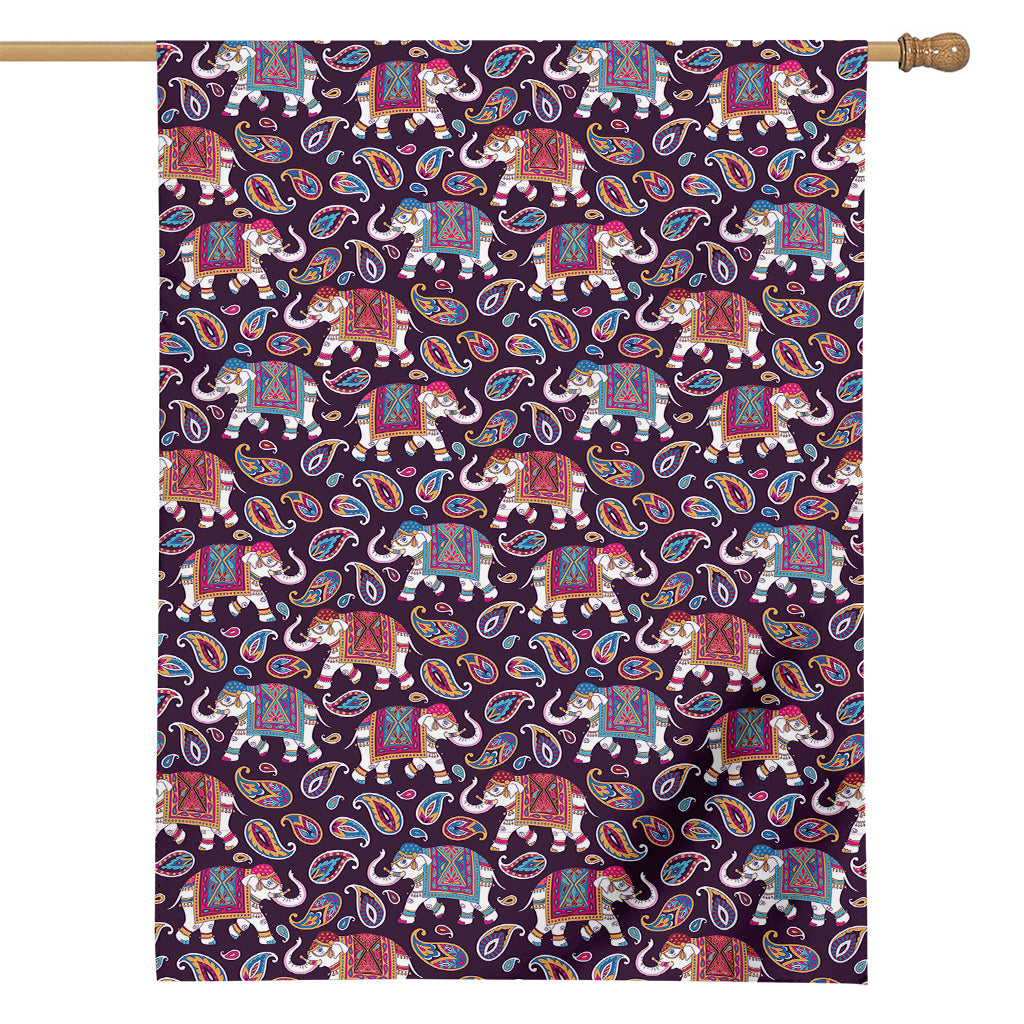 Vintage Indian Elephant Pattern Print House Flag