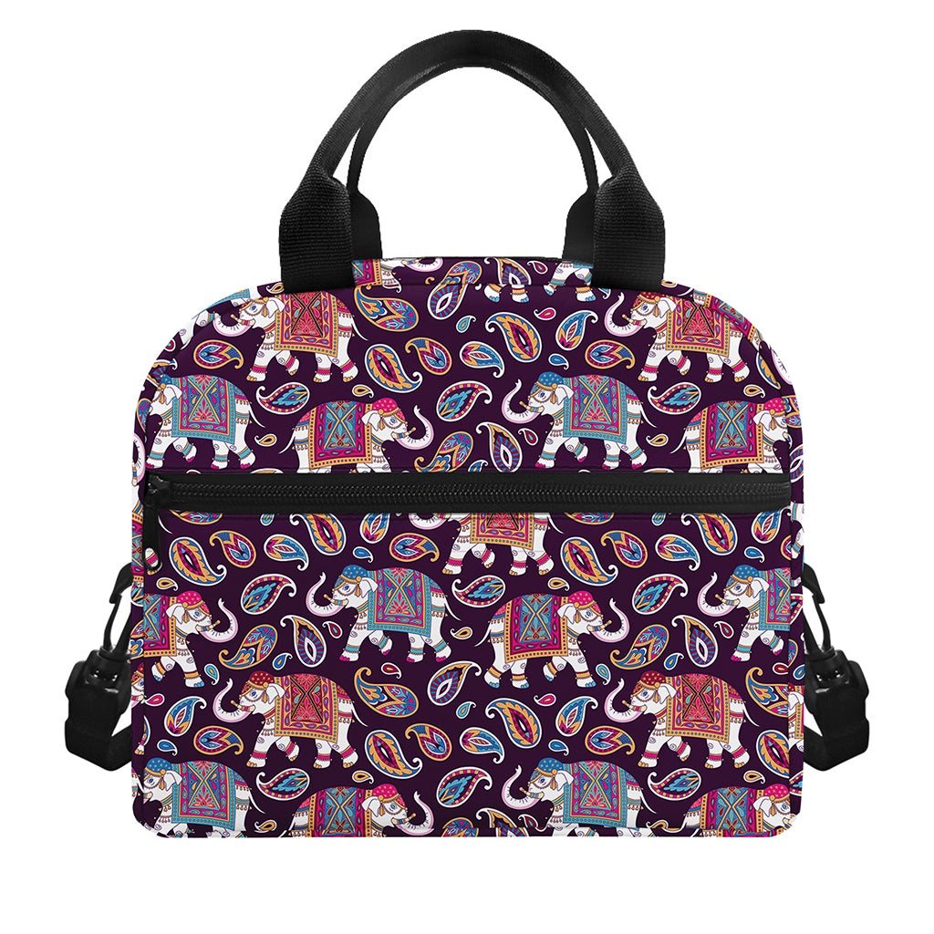 Vintage Indian Elephant Pattern Print Insulated Lunch Bag