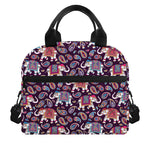 Vintage Indian Elephant Pattern Print Insulated Lunch Bag