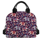 Vintage Indian Elephant Pattern Print Insulated Lunch Bag