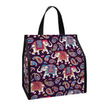 Vintage Indian Elephant Pattern Print Insulated Lunch Tote