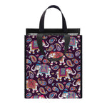 Vintage Indian Elephant Pattern Print Insulated Lunch Tote