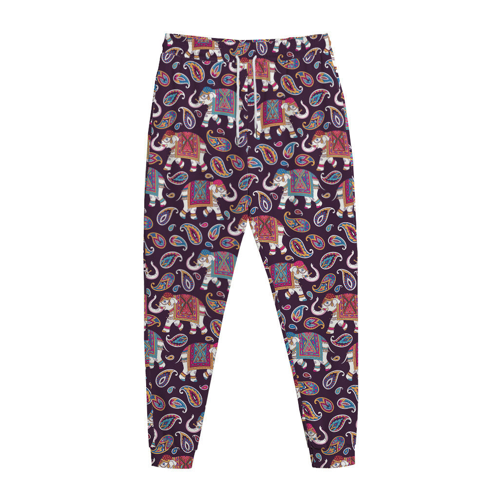 Vintage Indian Elephant Pattern Print Jogger Pants