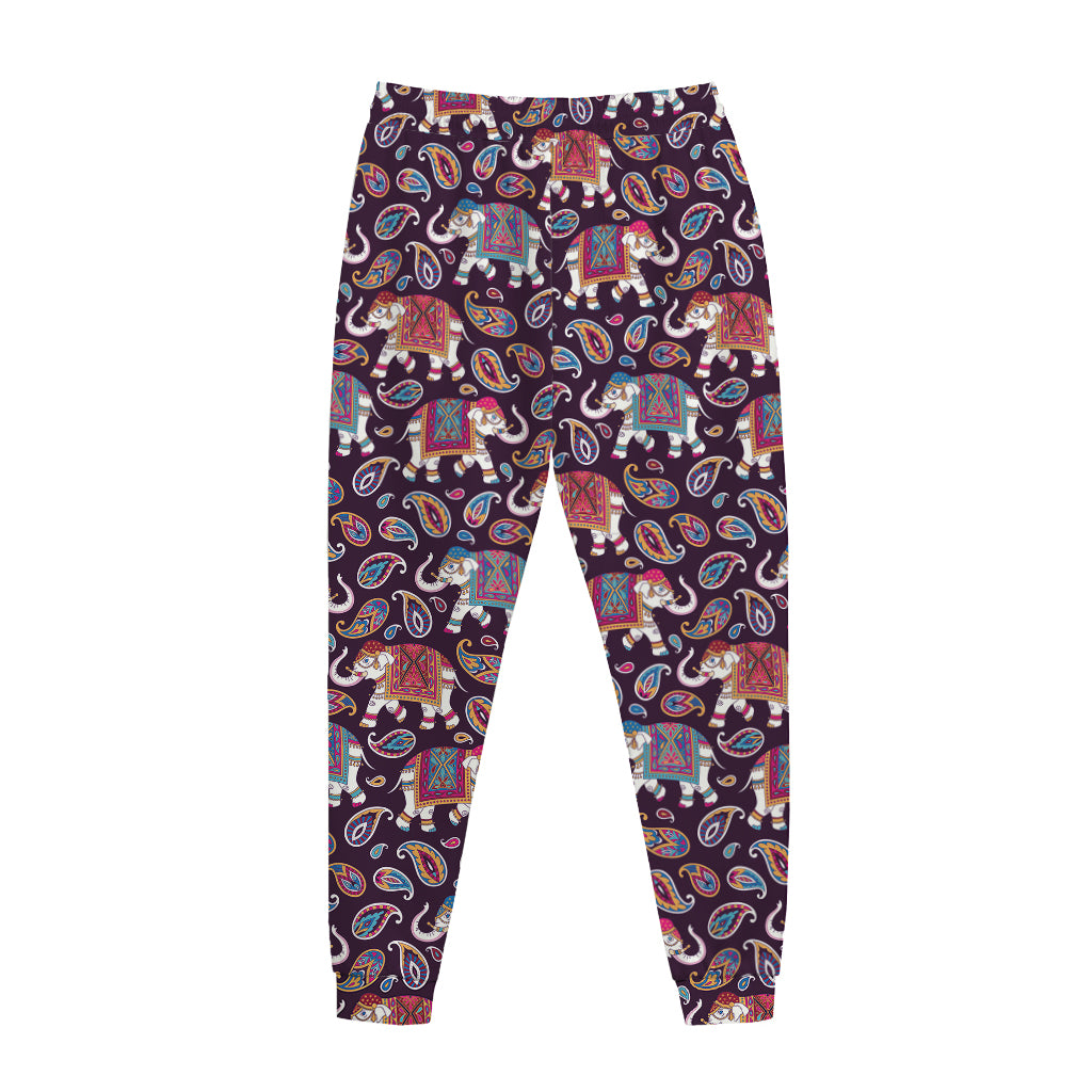 Vintage Indian Elephant Pattern Print Jogger Pants