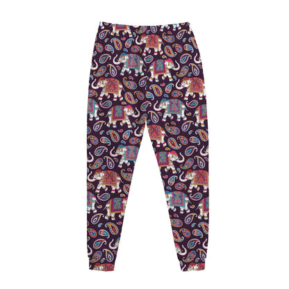 Vintage Indian Elephant Pattern Print Jogger Pants