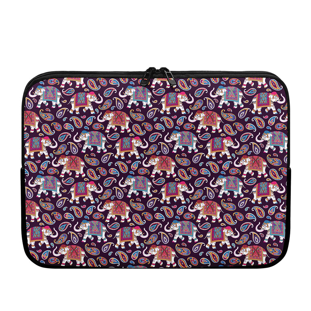Vintage Indian Elephant Pattern Print Laptop Sleeve