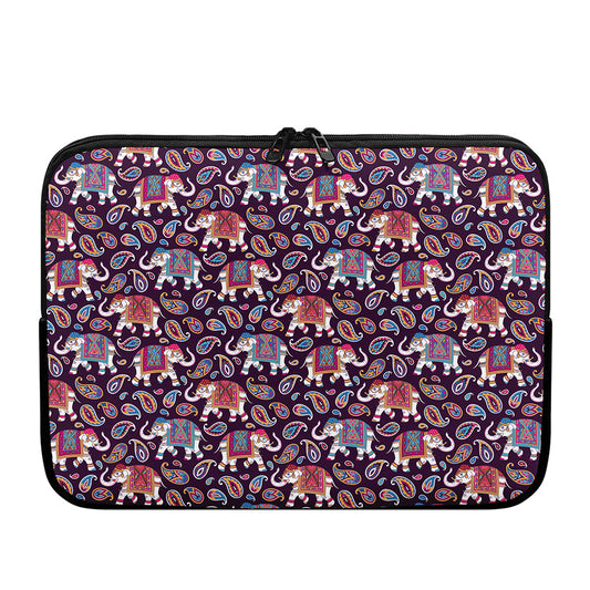 Vintage Indian Elephant Pattern Print Laptop Sleeve
