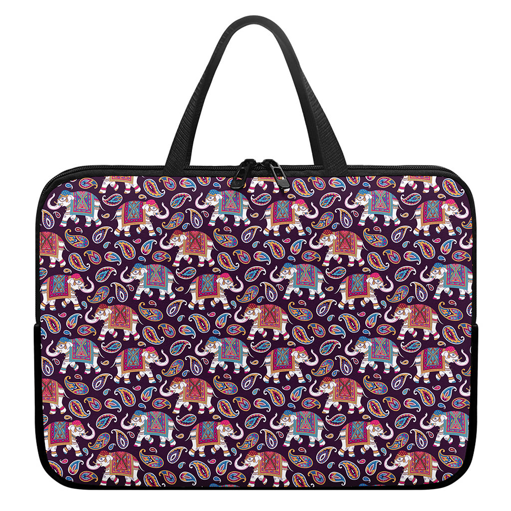 Vintage Indian Elephant Pattern Print Laptop Sleeve With Handle