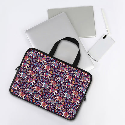 Vintage Indian Elephant Pattern Print Laptop Sleeve With Handle
