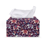 Vintage Indian Elephant Pattern Print Leather Tissue Box Cover