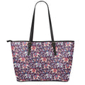 Vintage Indian Elephant Pattern Print Leather Tote Bag With Zipper