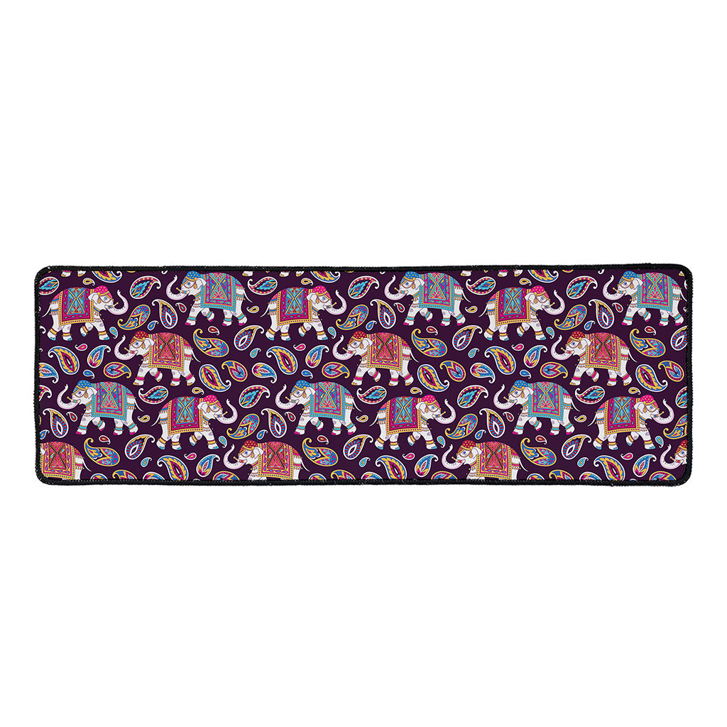 Vintage Indian Elephant Pattern Print Long Kitchen Mat
