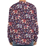 Vintage Indian Elephant Pattern Print Long Sleeve Baseball Jersey