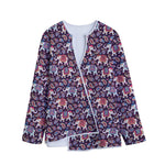 Vintage Indian Elephant Pattern Print Long Sleeve Short Coat