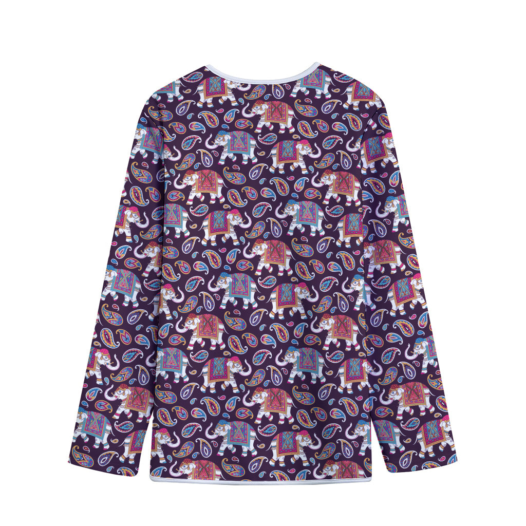 Vintage Indian Elephant Pattern Print Long Sleeve Short Coat