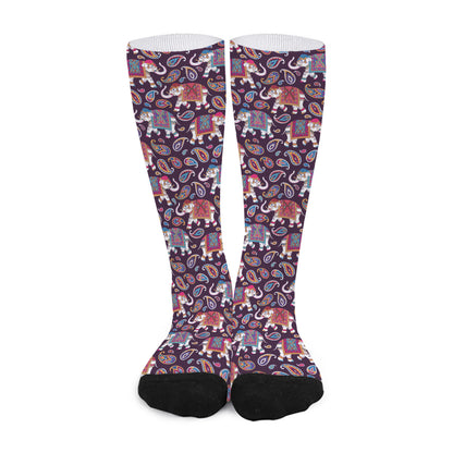 Vintage Indian Elephant Pattern Print Long Socks