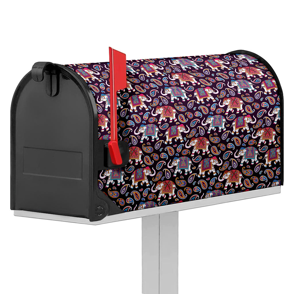 Vintage Indian Elephant Pattern Print Mailbox Cover